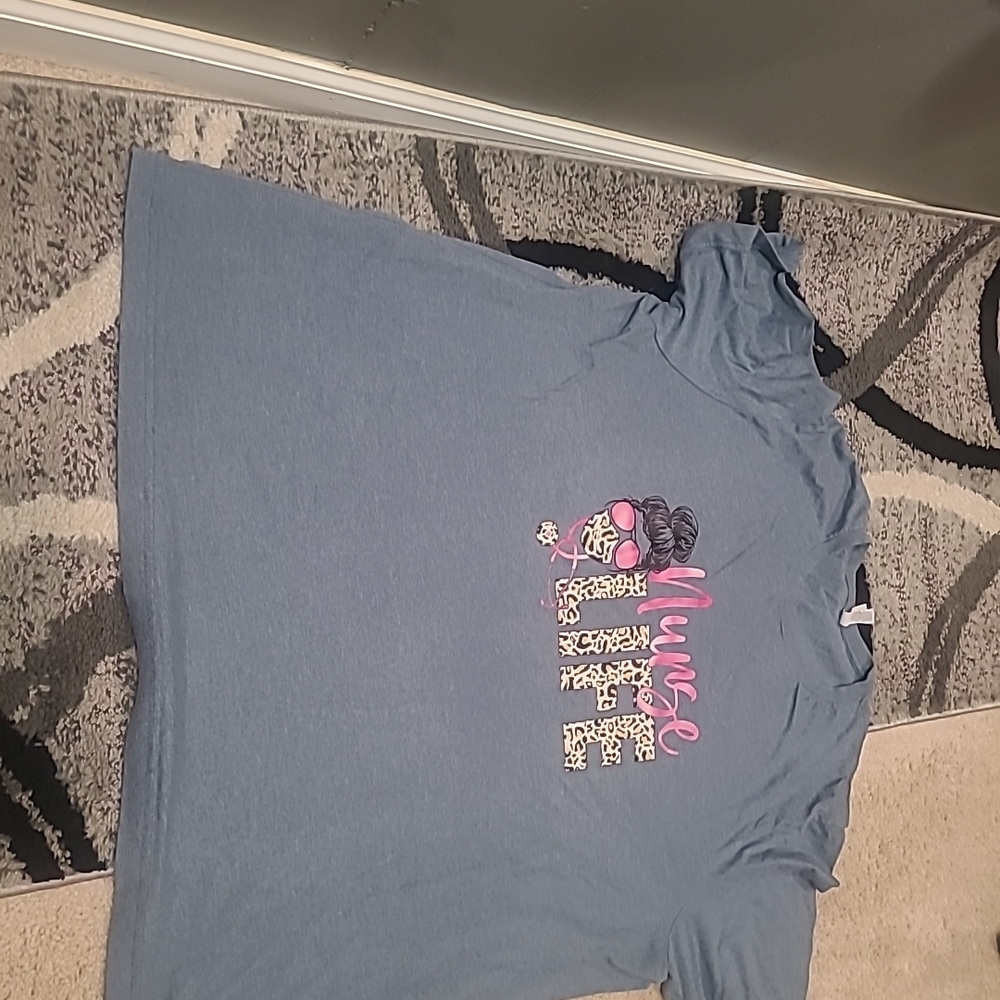 Bella Canvas Blue Tee with 'Nurse Life' Graphic - Picture 2 of 9